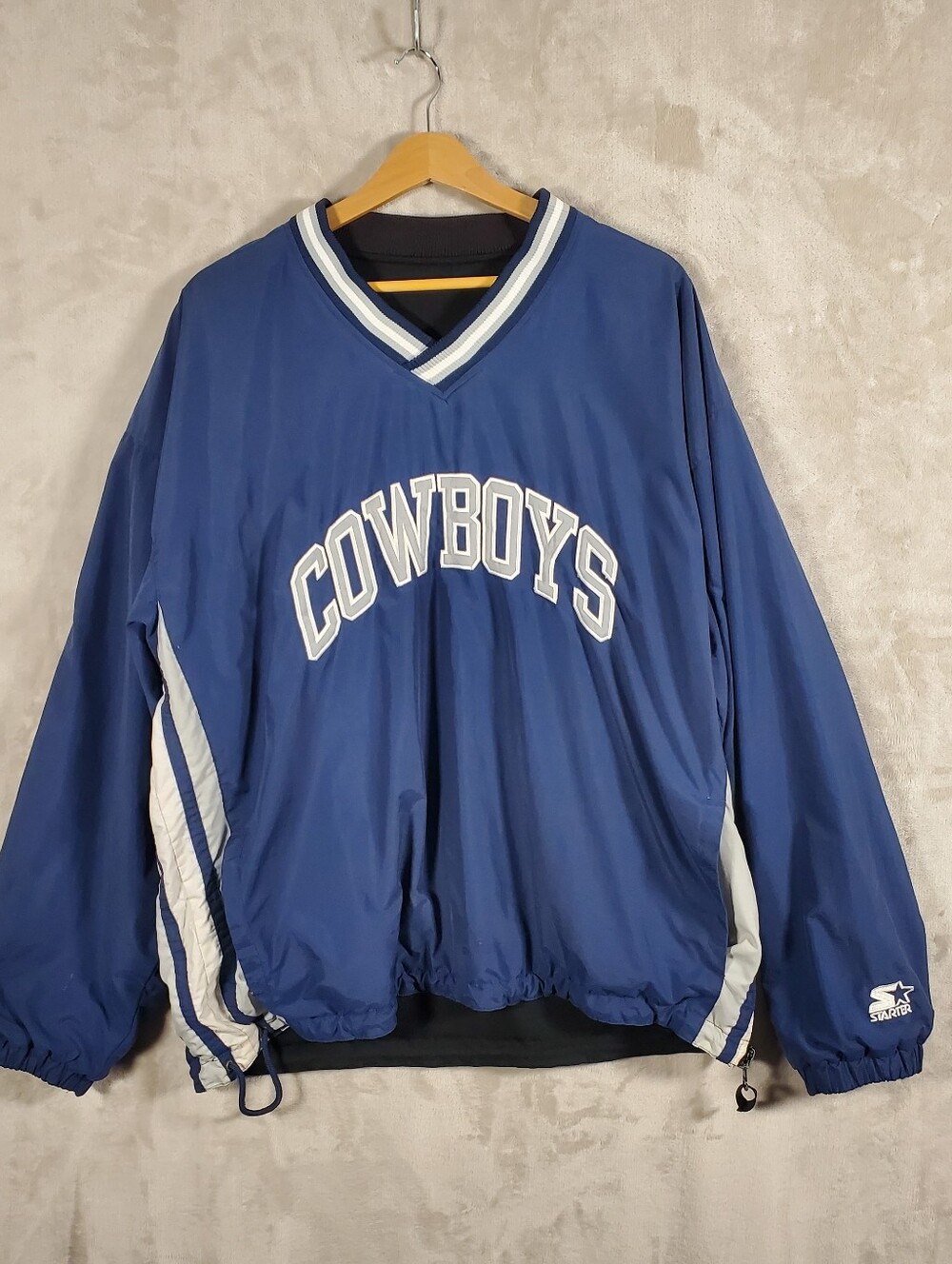 Vintage Starter Dallas Cowboys Mens L Reversible NFL Pro Line Windbreaker 90s